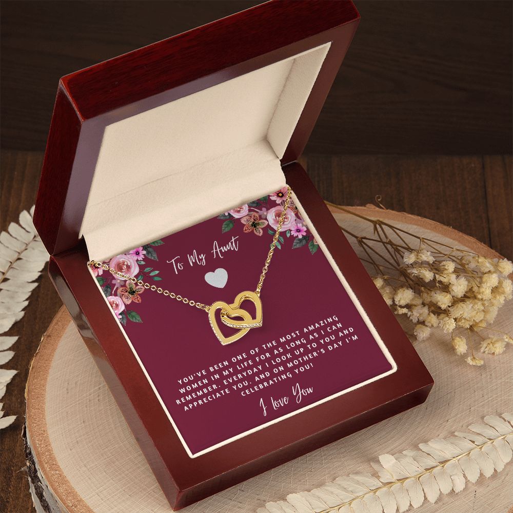 To My Aunt - I Love You - Interlocking Hearts Necklace