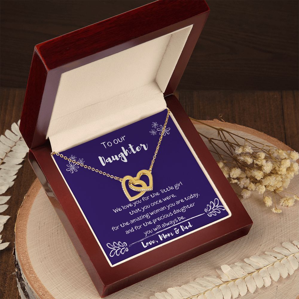 To Our Daughter - We Love You - Interlocking Hearts Necklace