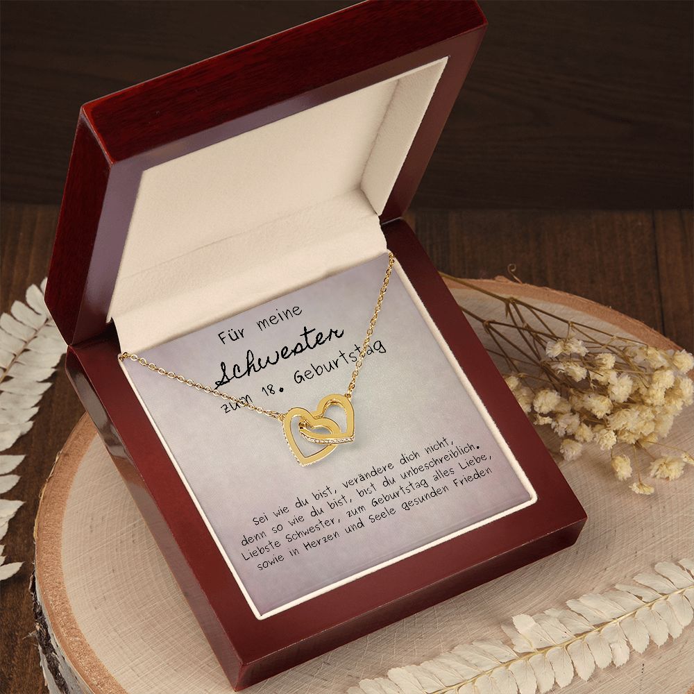 Für Meine Schwester Zum 18. Geburtstag - Interlocking Hearts Necklace