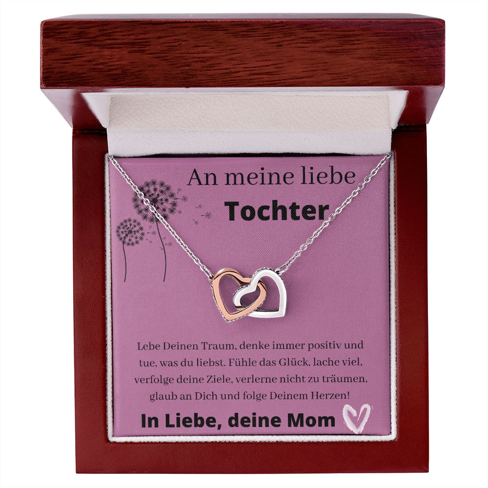 An Meine Liebe Tochter - Lebe Deinen Traum - Interlocking Hearts Necklace