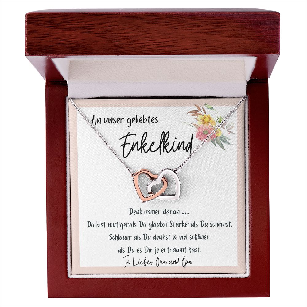 An Unser Geliebtes Enkelkind - Denk Immer Daran - Interlocking Heart Necklace