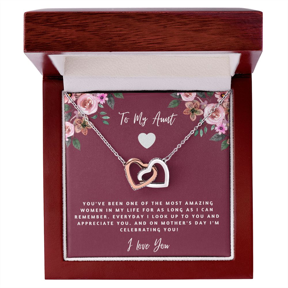 To My Aunt - I Love You - Interlocking Hearts Necklace