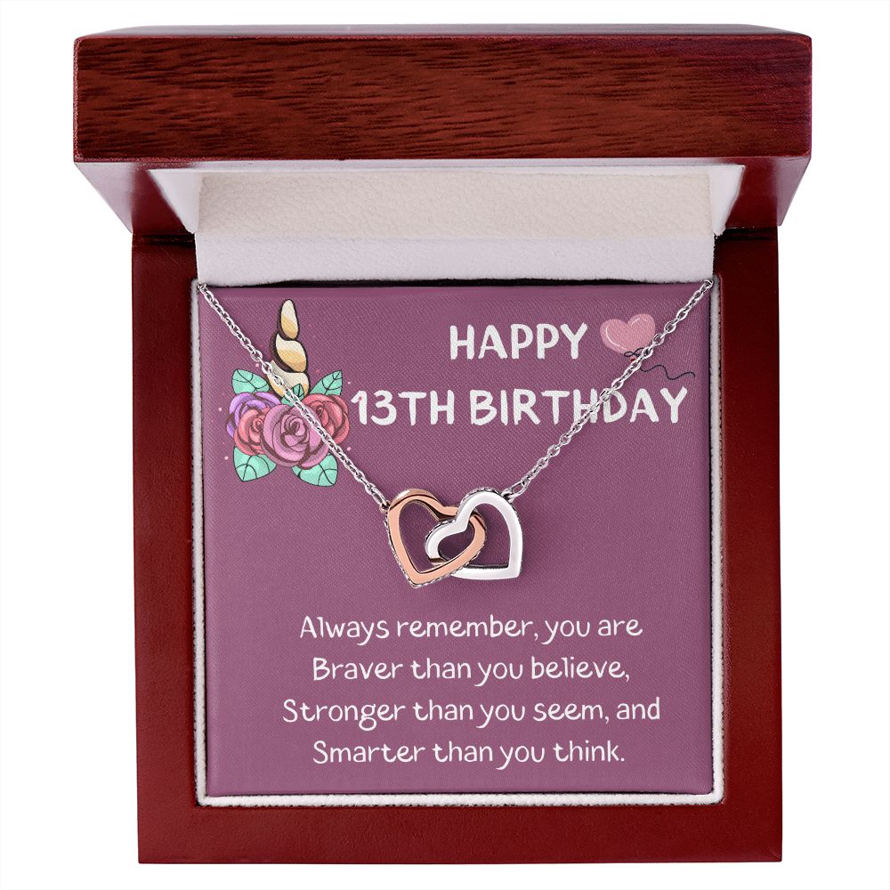 Happy 13th Birthday - Interlocking Hearts Necklace