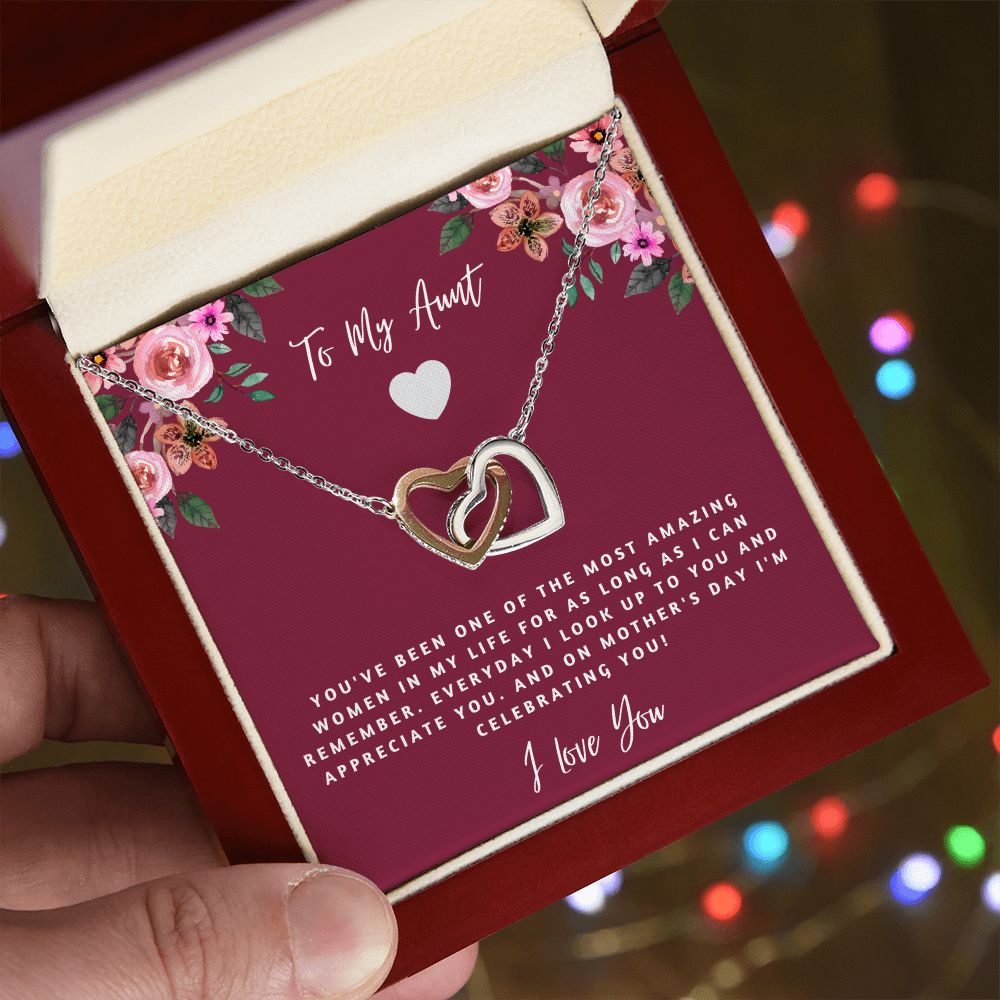 To My Aunt - I Love You - Interlocking Hearts Necklace