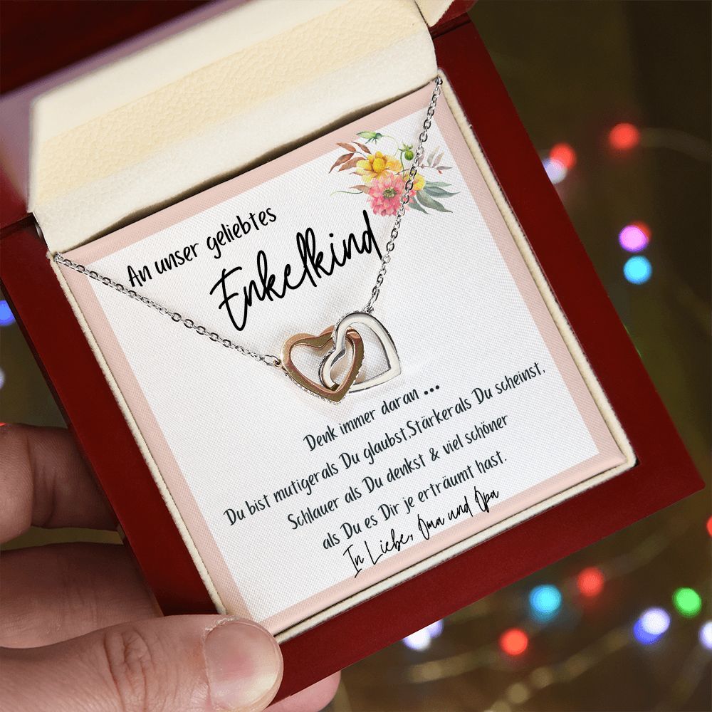 An Unser Geliebtes Enkelkind - Denk Immer Daran - Interlocking Heart Necklace