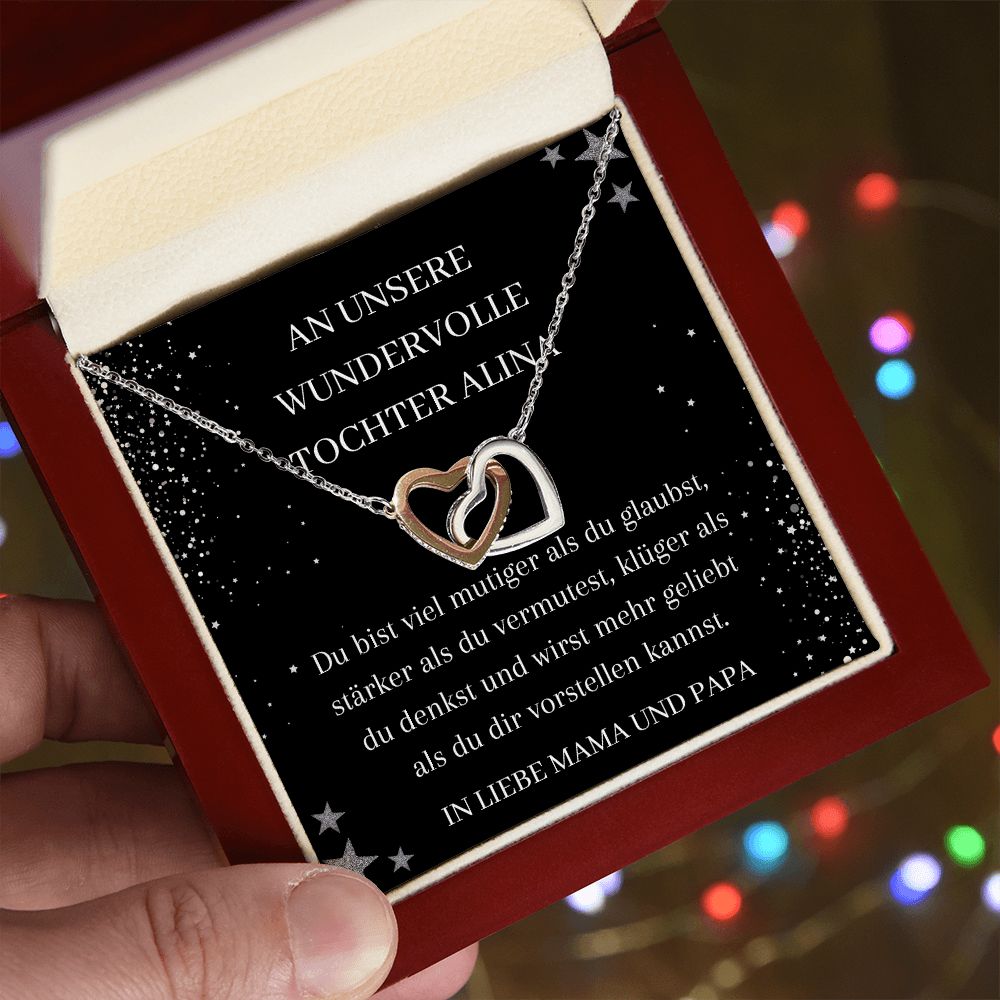 An Unsere Wundervolle Tochter - Interlocking Hearts Necklace