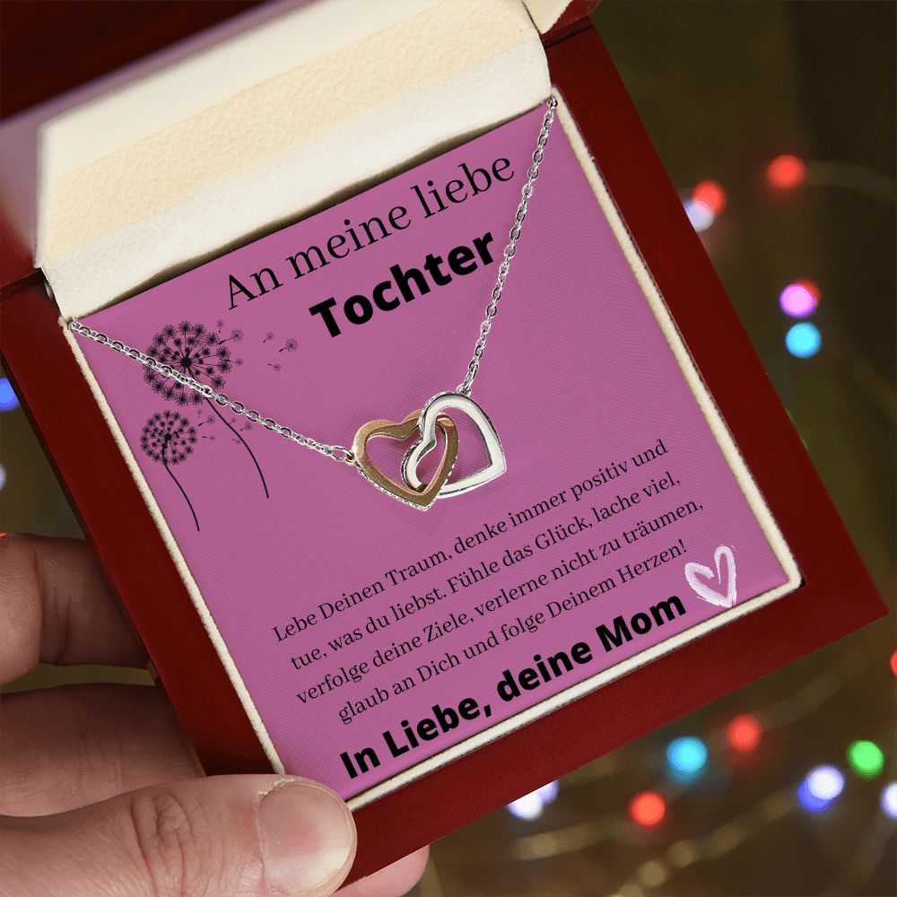 An Meine Liebe Tochter - Lebe Deinen Traum - Interlocking Hearts Necklace