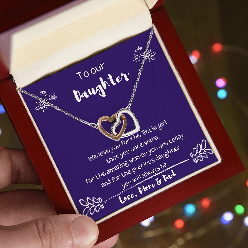 To Our Daughter - We Love You - Interlocking Hearts Necklace