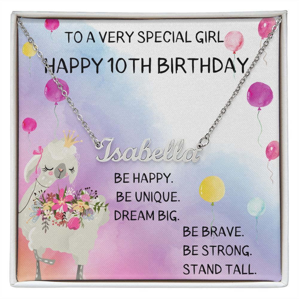 Happy 10th Birthday - Personalized Name Necklace