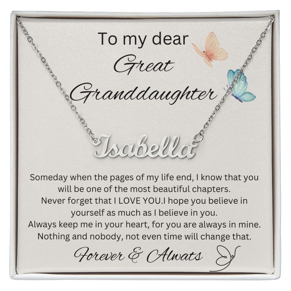 To My Dear Great Granddaughter - Personalized Name Necklace