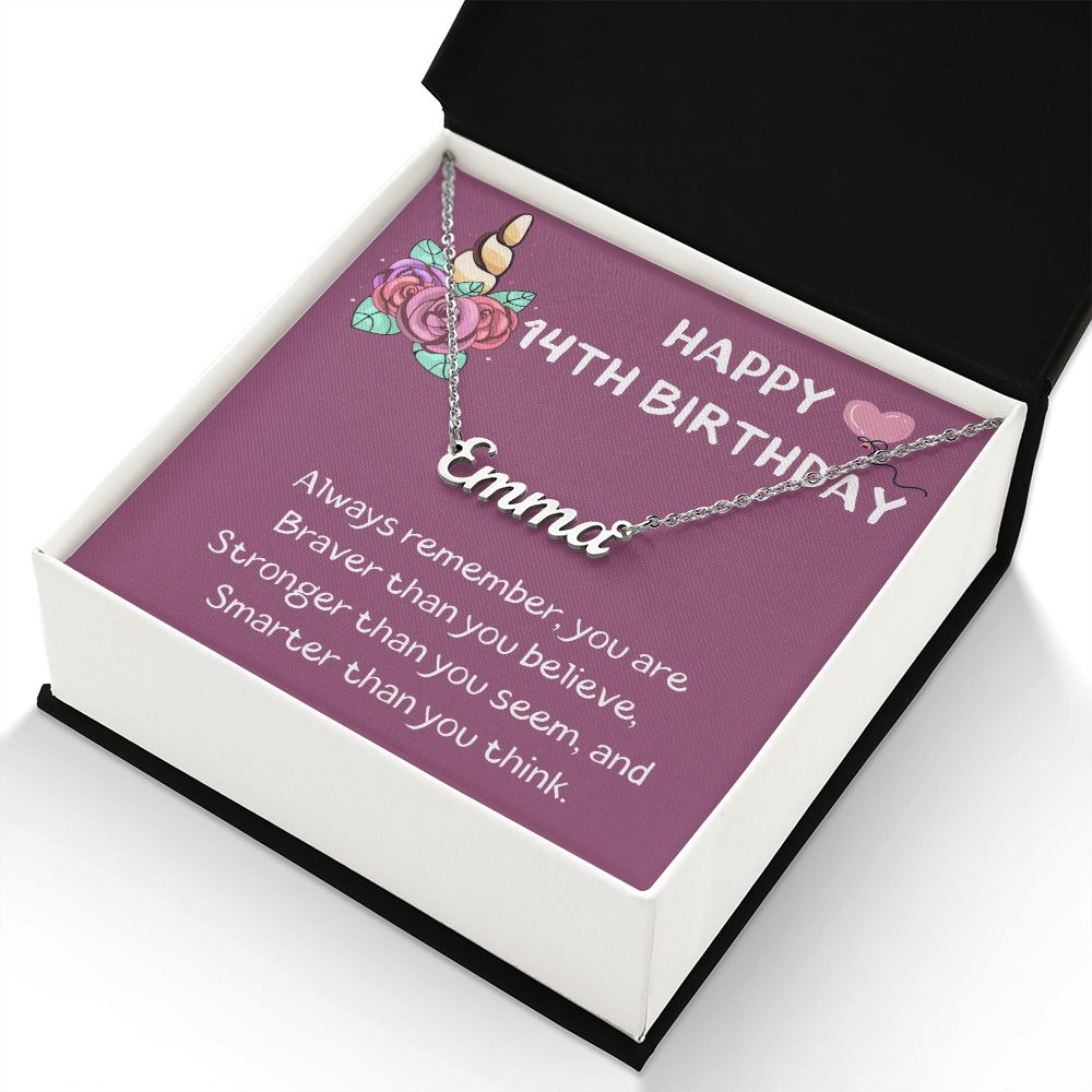Happy 14th Birthday - Personalized Name Necklace