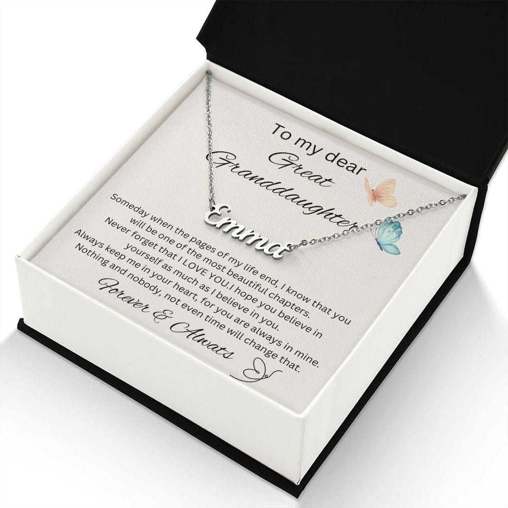 To My Dear Great Granddaughter - Personalized Name Necklace