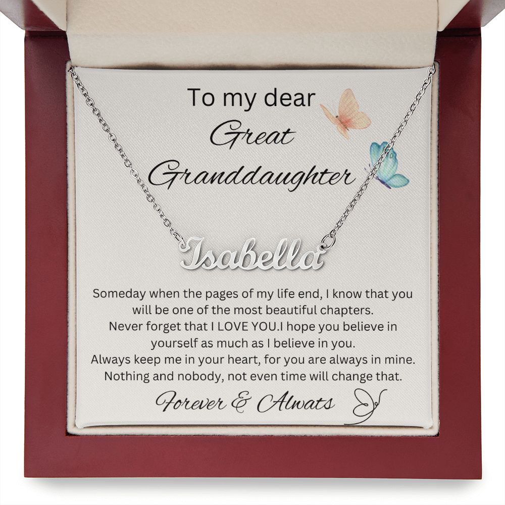 To My Dear Great Granddaughter - Personalized Name Necklace