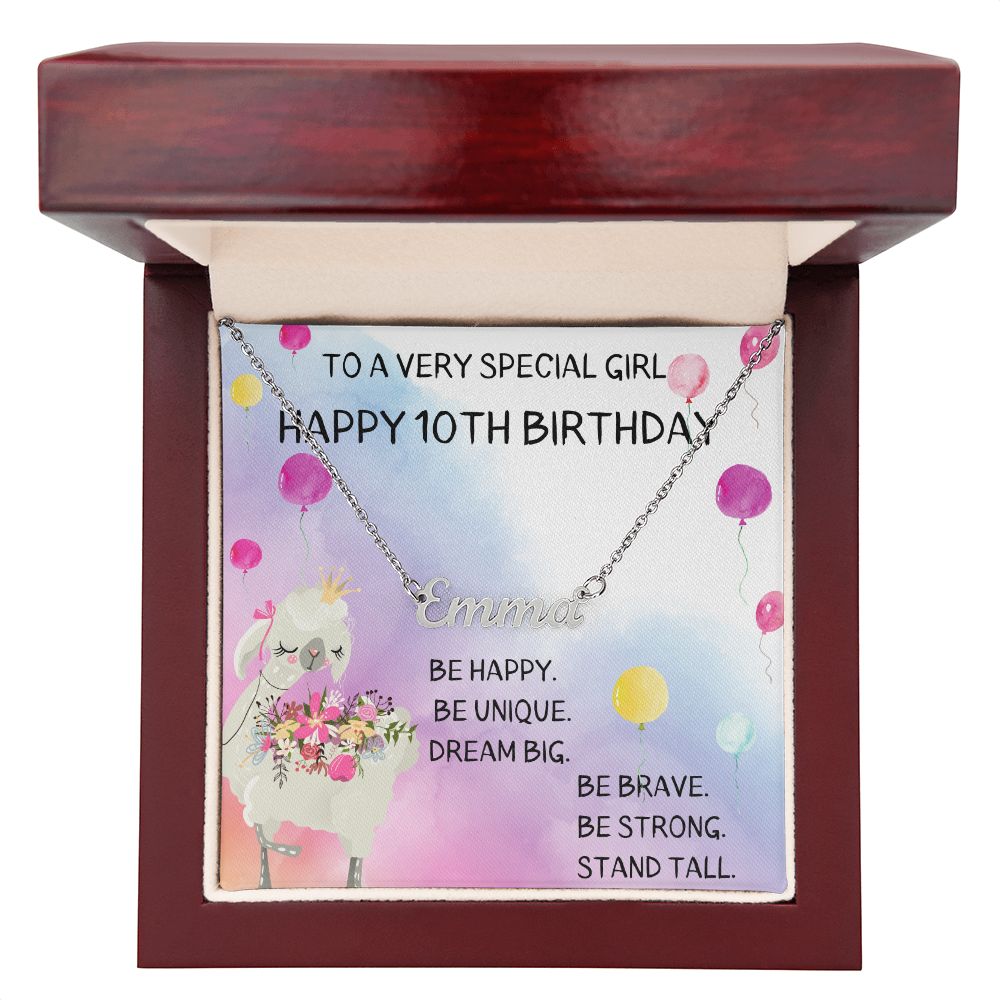 Happy 10th Birthday - Personalized Name Necklace