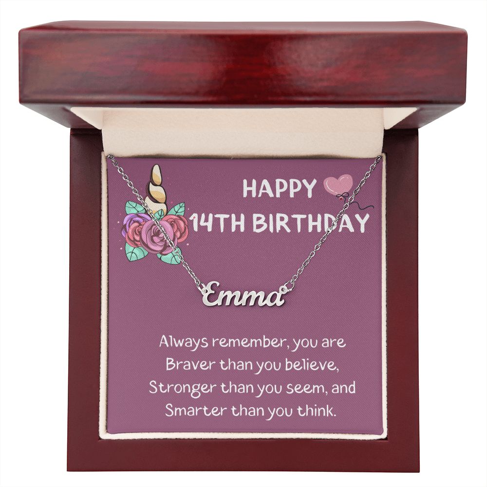 Happy 14th Birthday - Personalized Name Necklace