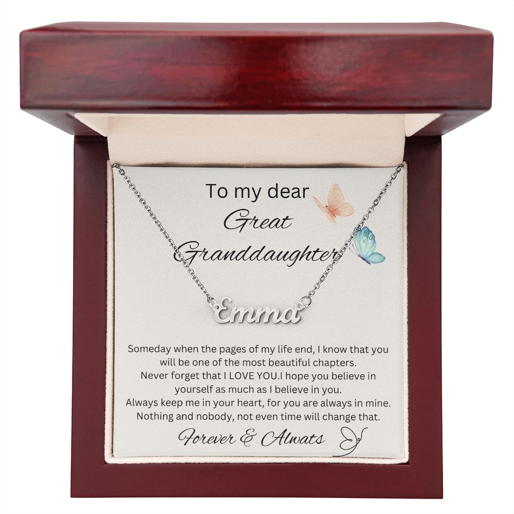 To My Dear Great Granddaughter - Personalized Name Necklace