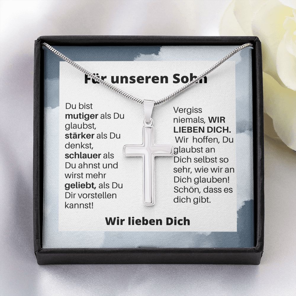 Für Unseren Sohn | Vergiss Niemals | Kreuz Halskette