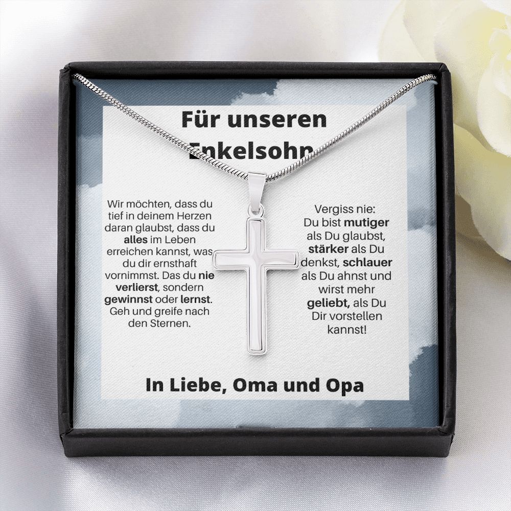 Für Unseren Enkelsohn | Greife Nach Den Sternen | Kreuz Halskette