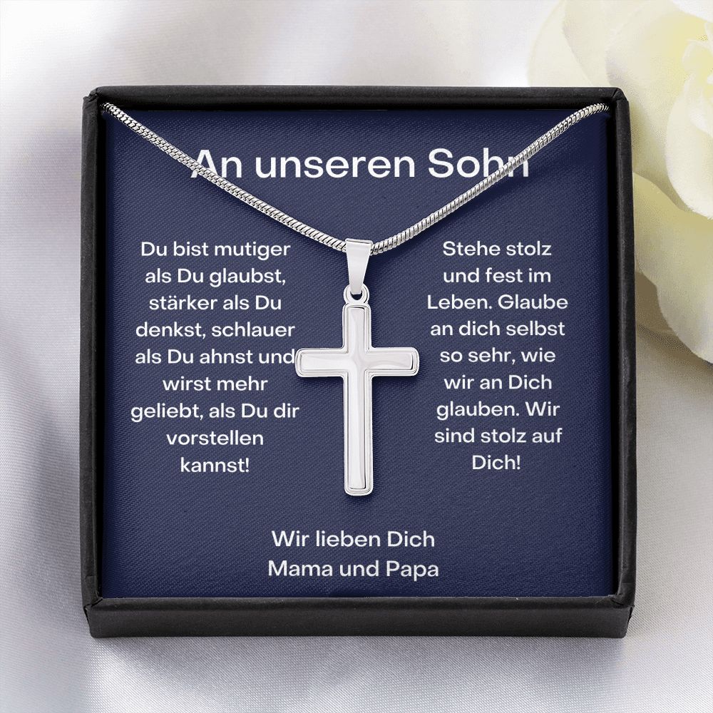 An Unseren Sohn | Stehe Stolz | Kreuz Halskette