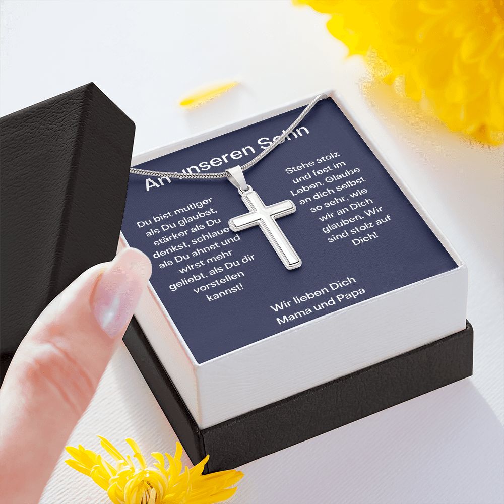 An Unseren Sohn | Stehe Stolz | Kreuz Halskette