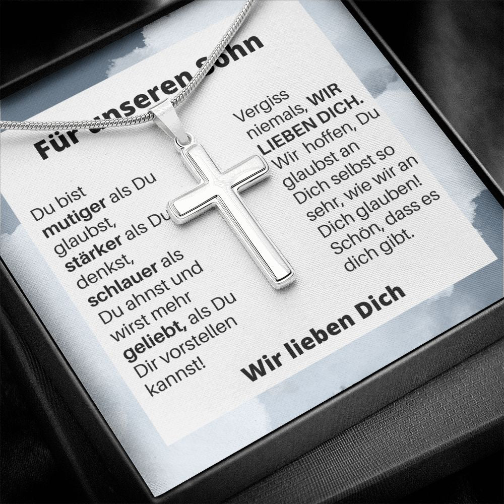 Für Unseren Sohn | Vergiss Niemals | Kreuz Halskette