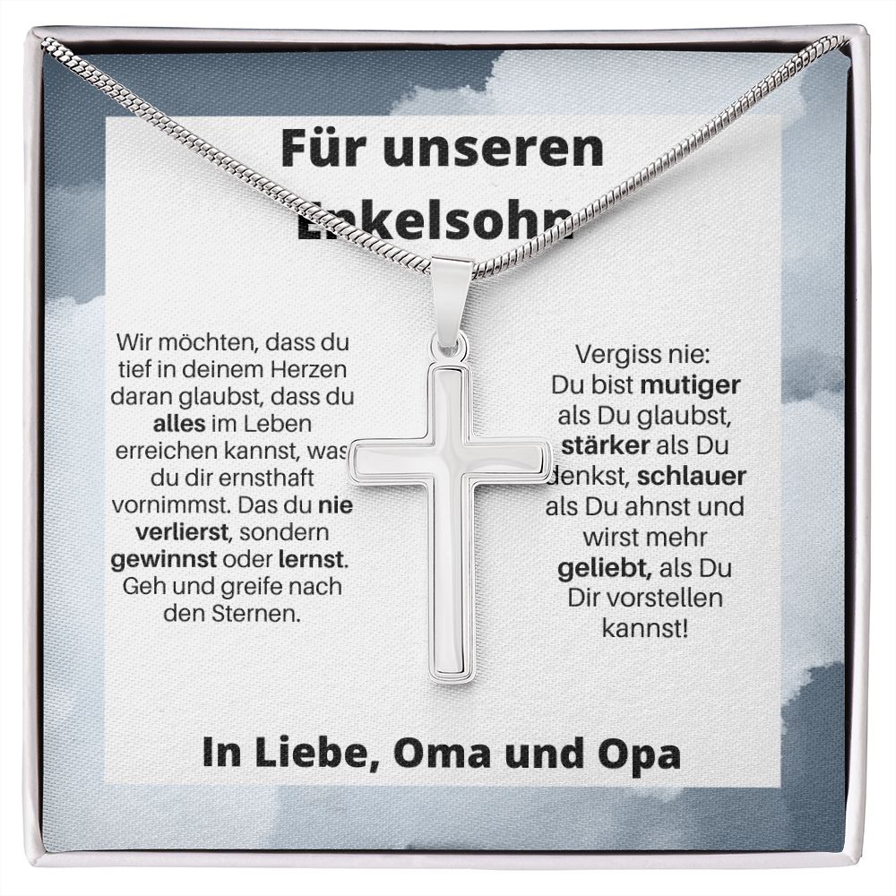 Für Unseren Enkelsohn | Greife Nach Den Sternen | Kreuz Halskette