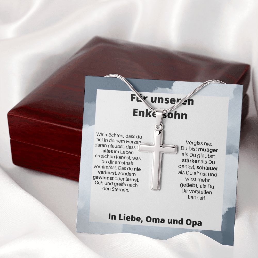 Für Unseren Enkelsohn | Greife Nach Den Sternen | Kreuz Halskette