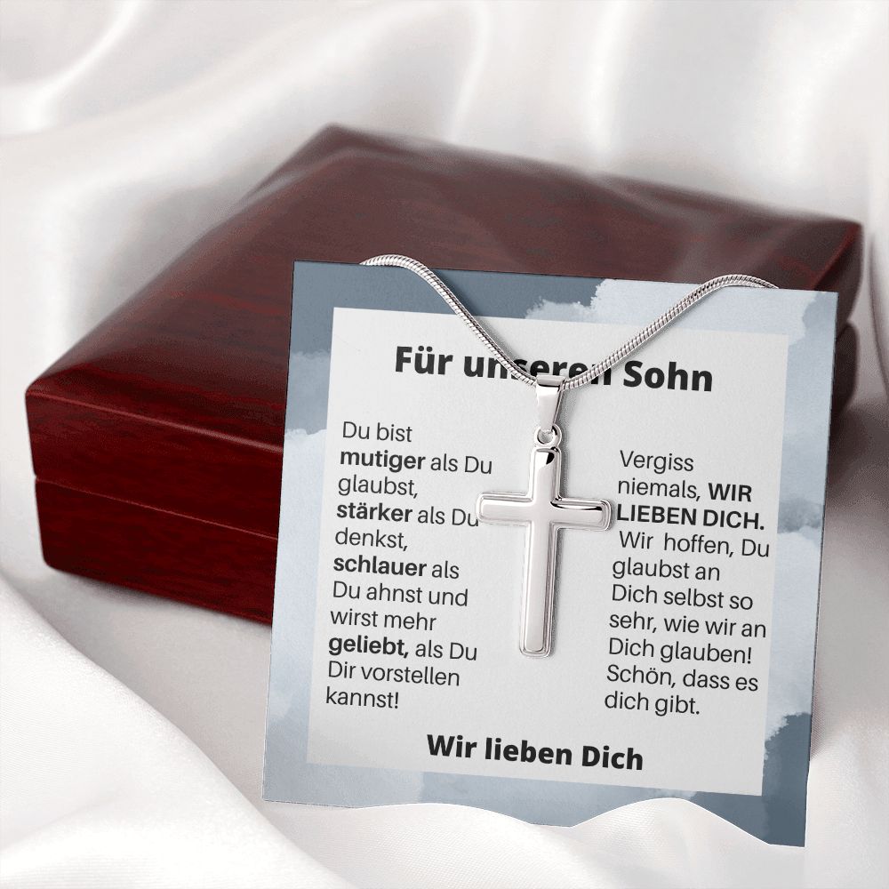 Für Unseren Sohn | Vergiss Niemals | Kreuz Halskette