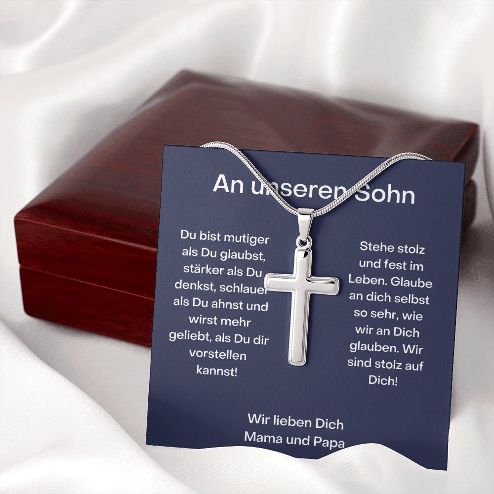 An Unseren Sohn | Stehe Stolz | Kreuz Halskette