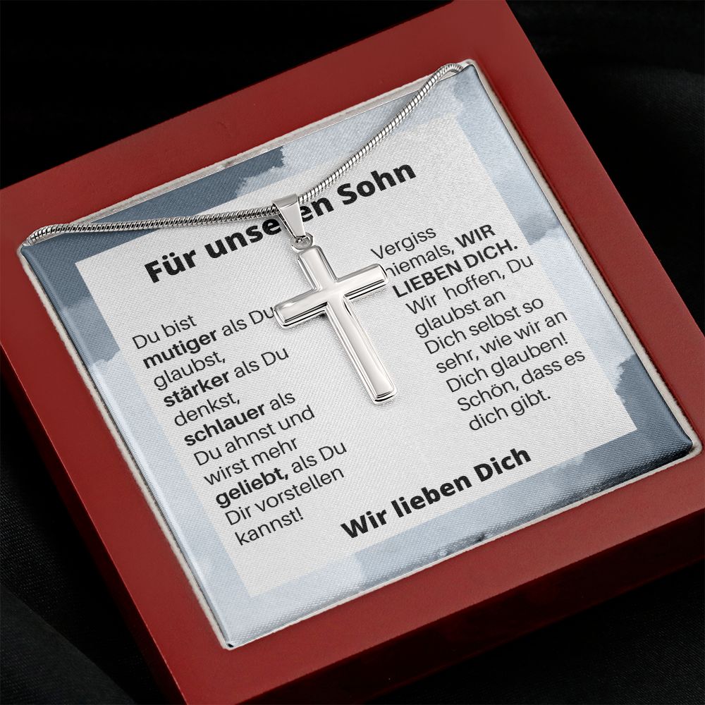 Für Unseren Sohn | Vergiss Niemals | Kreuz Halskette