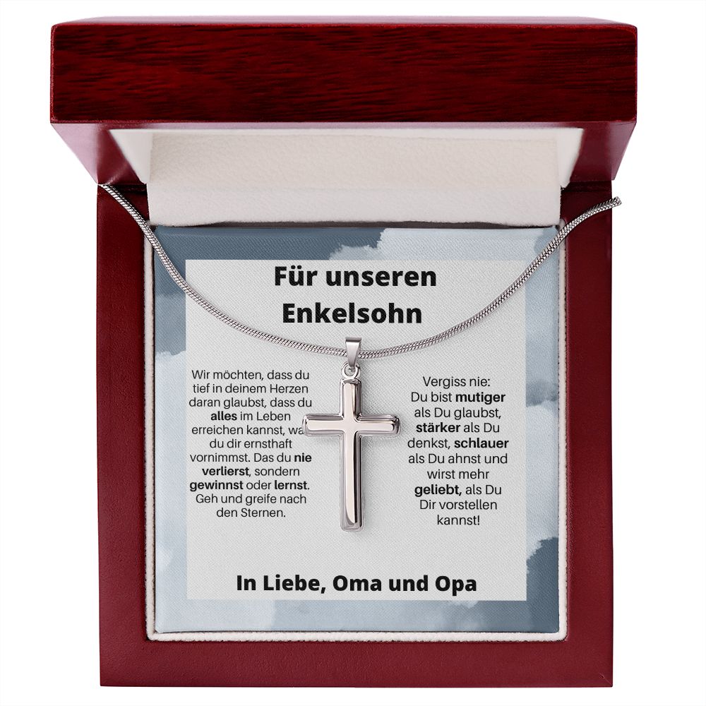 Für Unseren Enkelsohn | Greife Nach Den Sternen | Kreuz Halskette