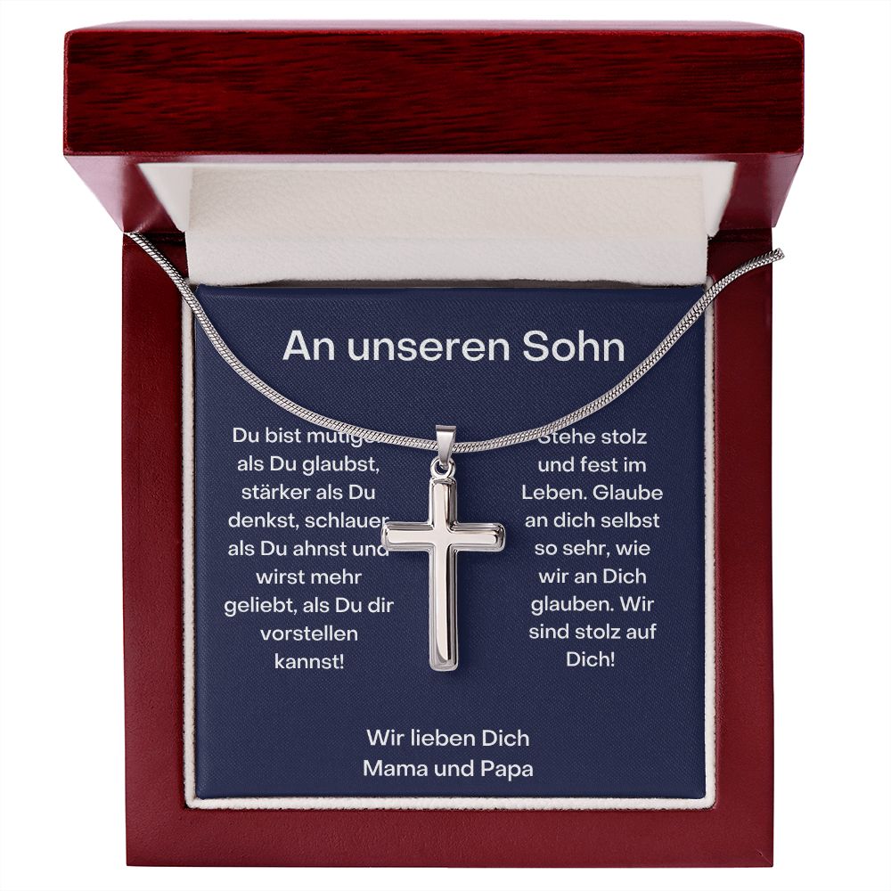 An Unseren Sohn | Stehe Stolz | Kreuz Halskette